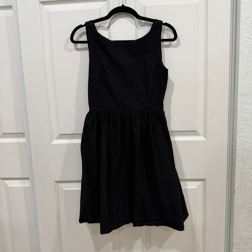 Tuesday of California Black Textured‎ Cotton Fit Flare Dress Size S